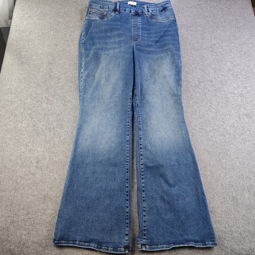 Good American Jeans Women's 2XL Blue Medium Wash Flare High Rise Stretch